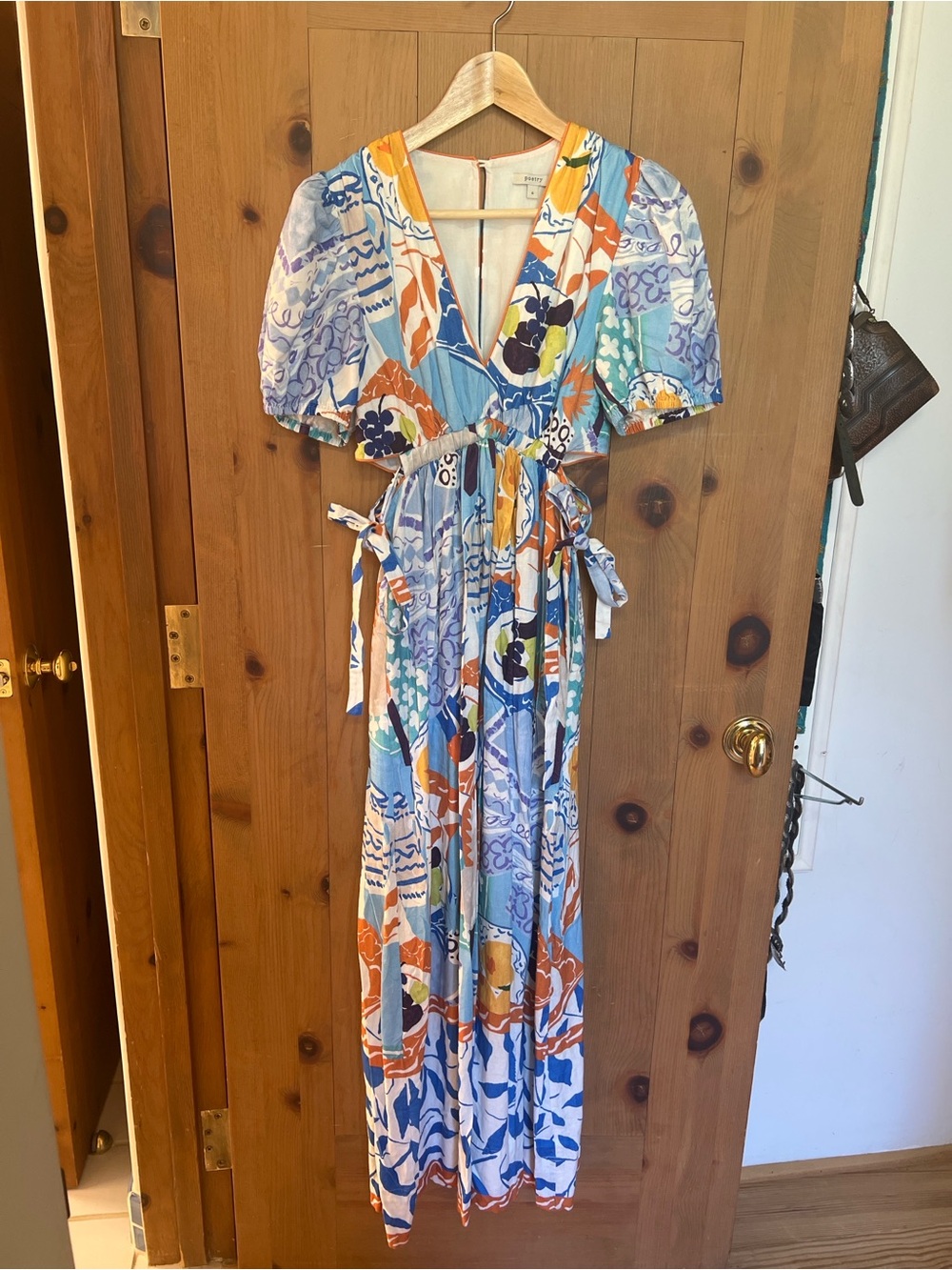 Poetry Multicolor Floral & Abstract Maxi Dress in Blue, Orange, Yellow
